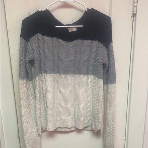 Colorblock Cable Knit Sweater